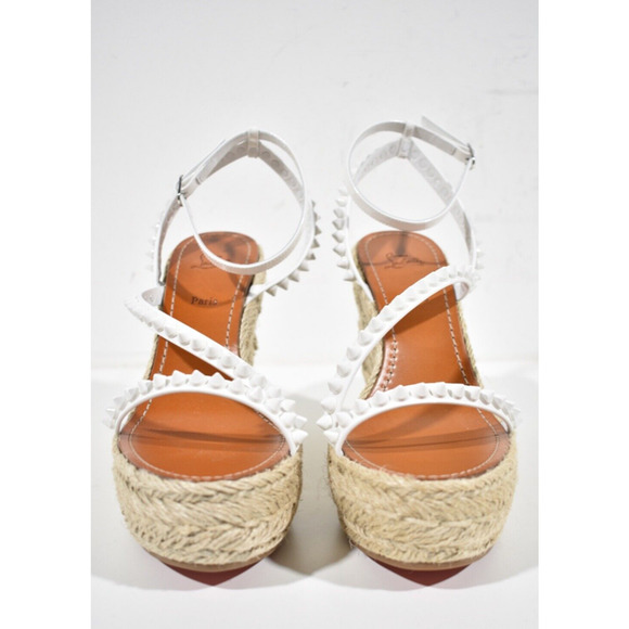 Christian Louboutin Mafaldina Zeppa 120 White Platform Wedge Sandal Heel Pump 40 - Picture 5 of 12